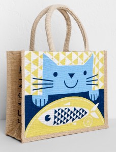 Hungry cat jute bag print by Matt Johnson for Seasalt Cornwall