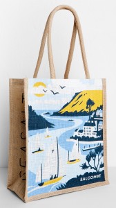 Salcome travel poster jute bag print by Matt johnson for Seasalt Cornwall