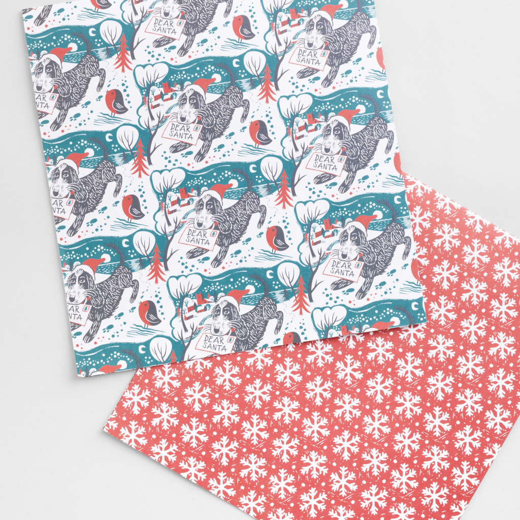 Pepe the cockapoo illustrated wrapping paper by Matt Johnson for Seasalt Cornwall
