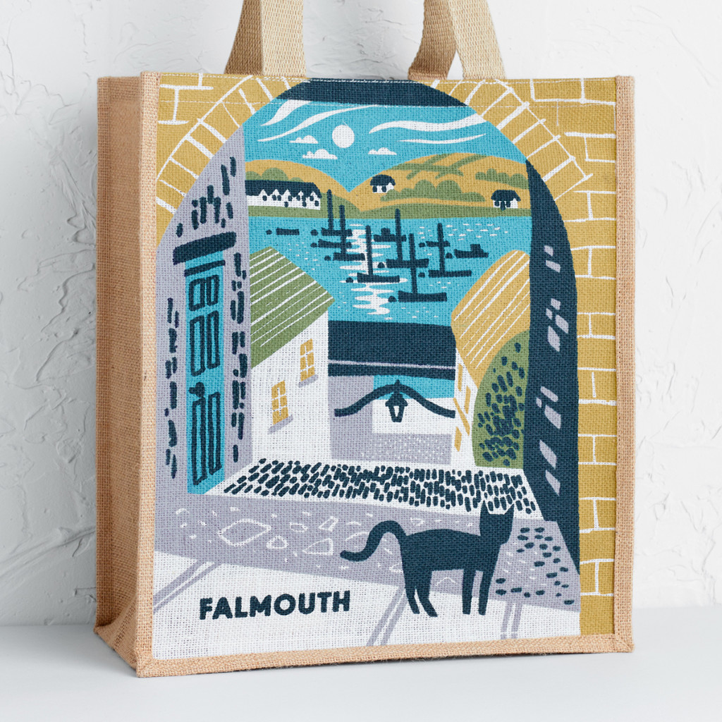 Falmouth Barrack's Ope, Old High Street illustration. Tote bag print by Matt Johnson for Seasalt Cornwall.