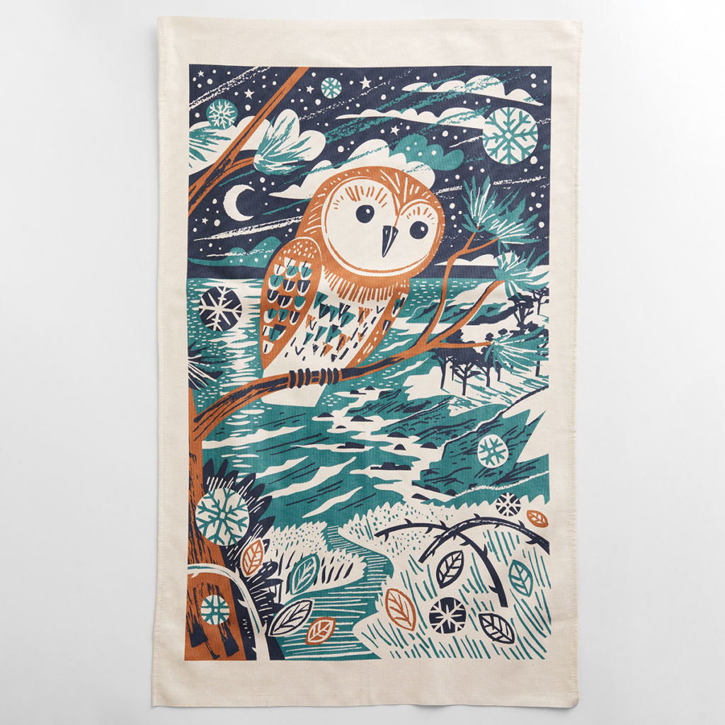Winter Owl Teatowel by Matt Johnson