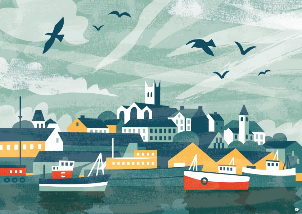 Penzance Harbour illustration by Matt Johnson