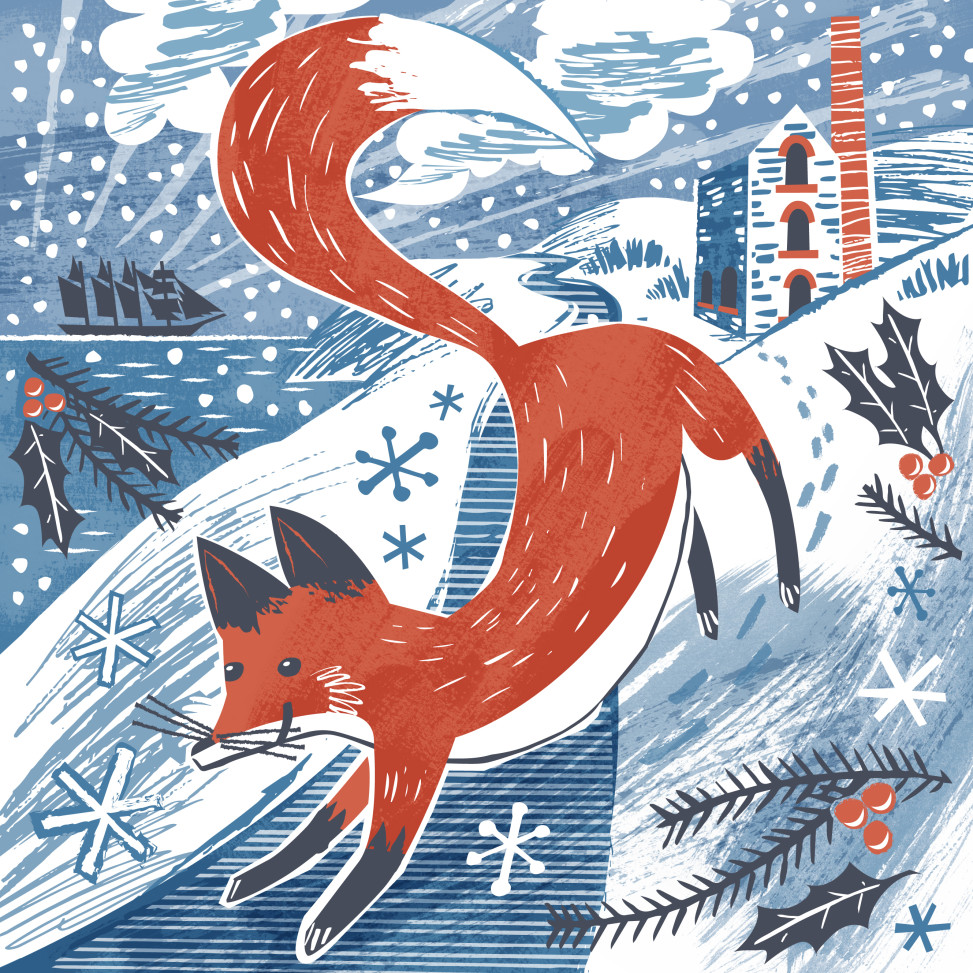 Fox in the snow Christmas Card by Matt Johnson for Seasalt Cornwall