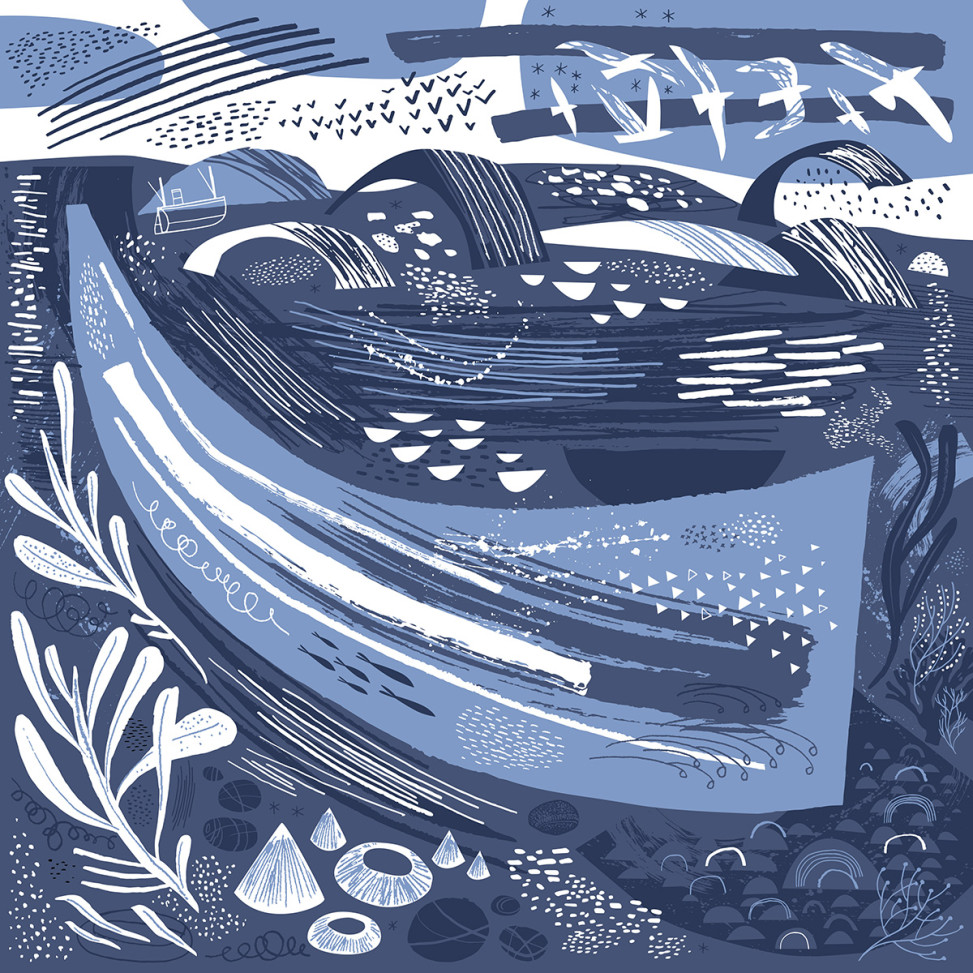 Falmouth bay Squall - abstract seascape illustration by Matt Johnson