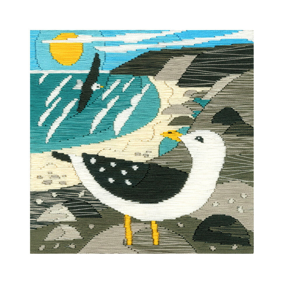 Treen Gull Cornish view long stitch sewing kit