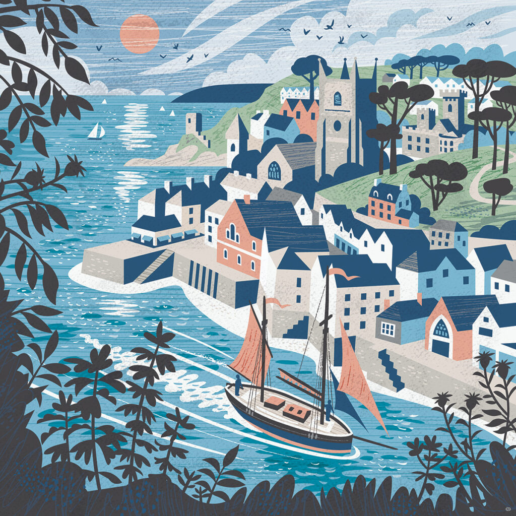 Fowey illustration by Matt Johnson for Seasalt Cornwall