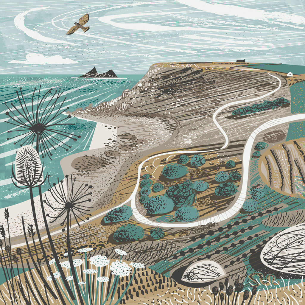 Gwynver Beach illustration by Matt Johnson for Seasalt Cornwall