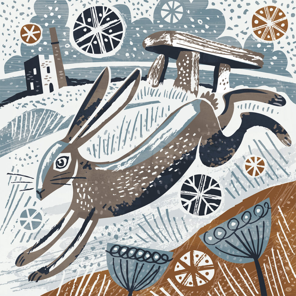 Lanyon winter hare Cornwall illustration by Matt Johnson
