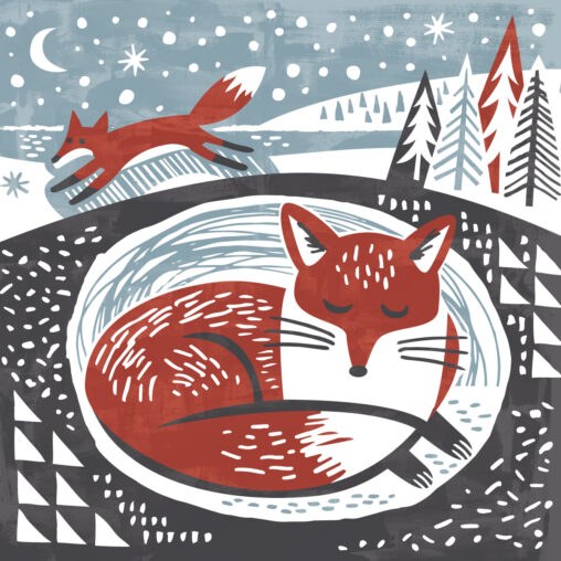 Winter burrow fox illustration by Matt Johnson