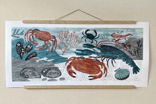 Cornwall shellfish art print by Matt Johnson