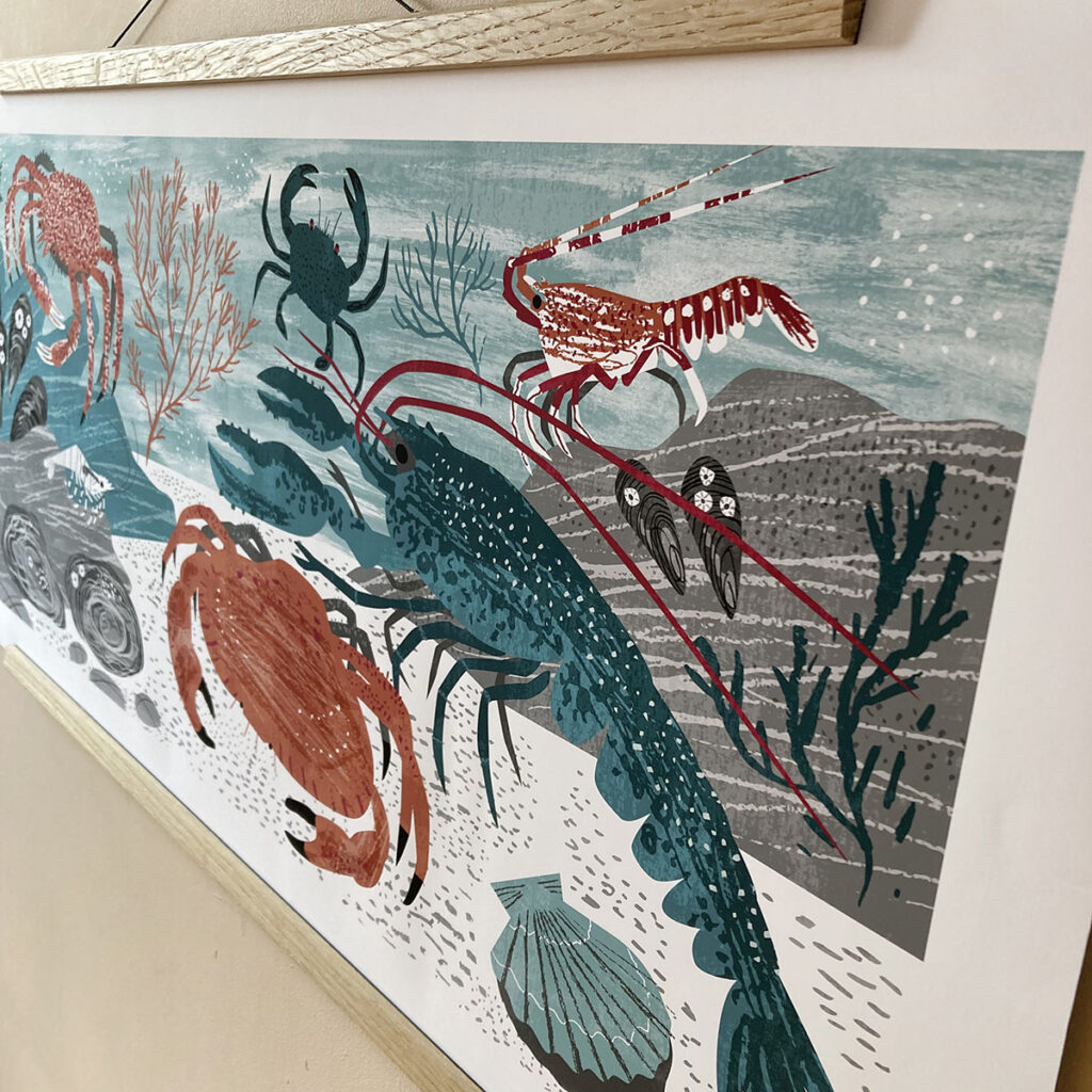 Cornwall shellfish art print by Matt Johnson