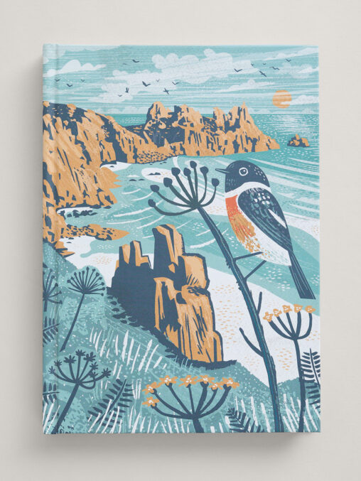 Treen Stonechat illustration notebook full wrap cover by Matt Johnsoncover