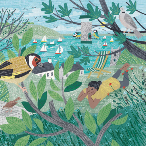 Living With Birds catlogue cover illustration by Matt Johnson