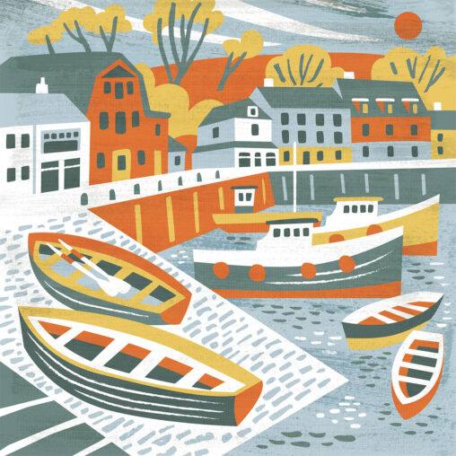 Padstow Harbour Cornwall illustration by Matt Johnson