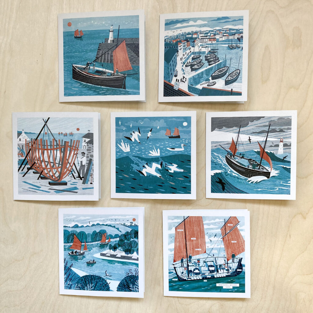 Red Sails & Pilchards greeting cards by illustrator Matt Johnson