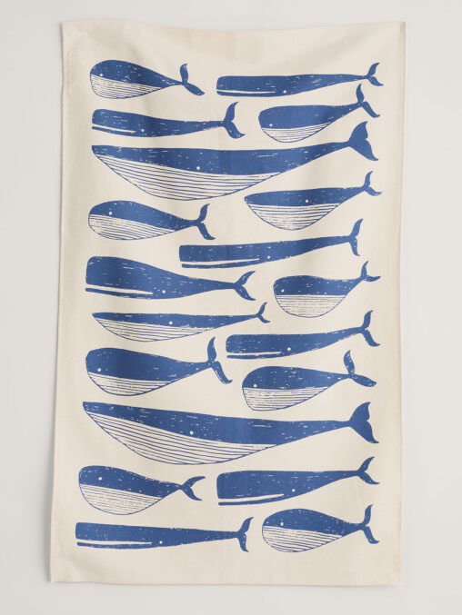 Whales tea towel print design by Matt Johnson