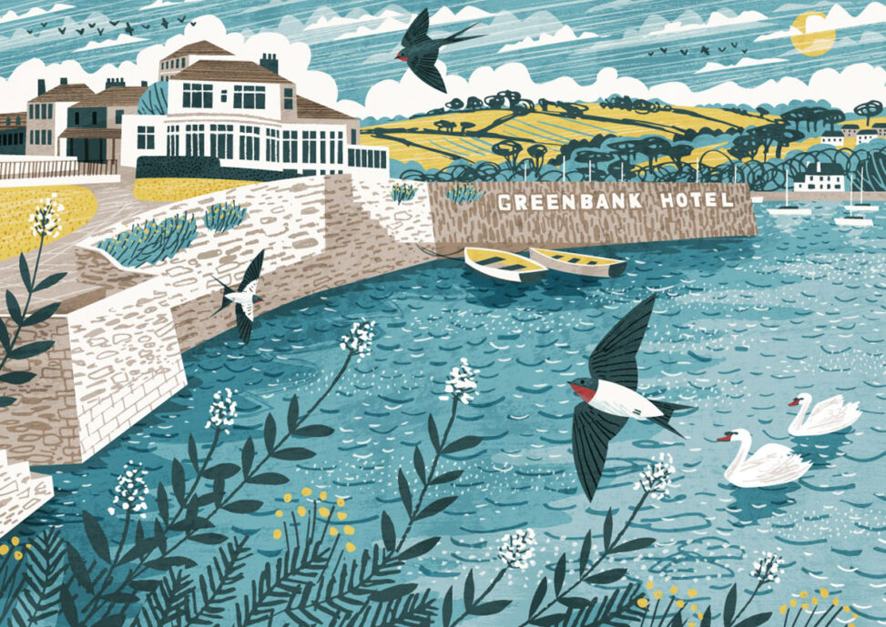 Swallows and Greenbank Hotel Falmouth illustration by Matt Johnson