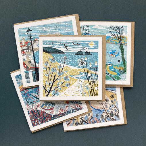 Pack of illustrated Cornwall greeting cards by Matt Johnson
