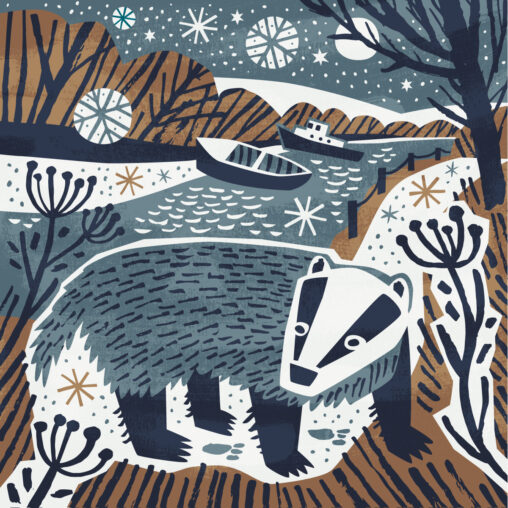 Porth Navas badger illustration by Matt Johnson for Seasalt Cornwall