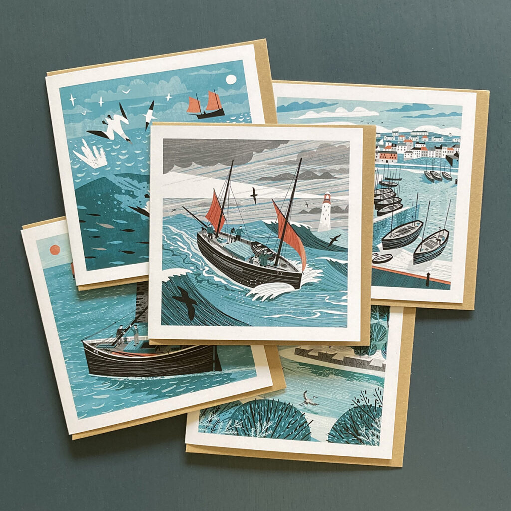Red Sails & Pilchards nautical greeting card pack by Matt Johnson